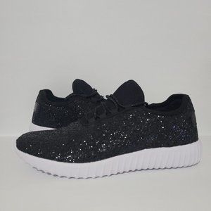 Roxy Rose Black Glitter Sneakers Shoes Size 9
